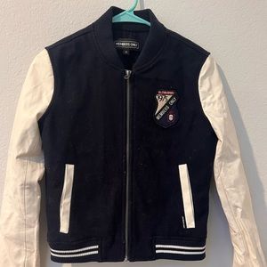Members Only Womens Blue-White Wool Blend Varsity Jacket Sz XS